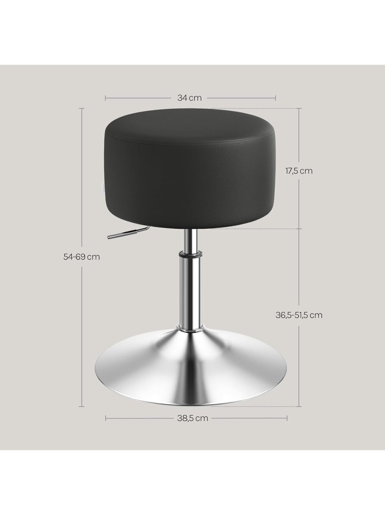 Adjustable Height Stool with Handle, Chrome Steel 2 Adjustable Height Stool with Handle, Chrome Steel 2