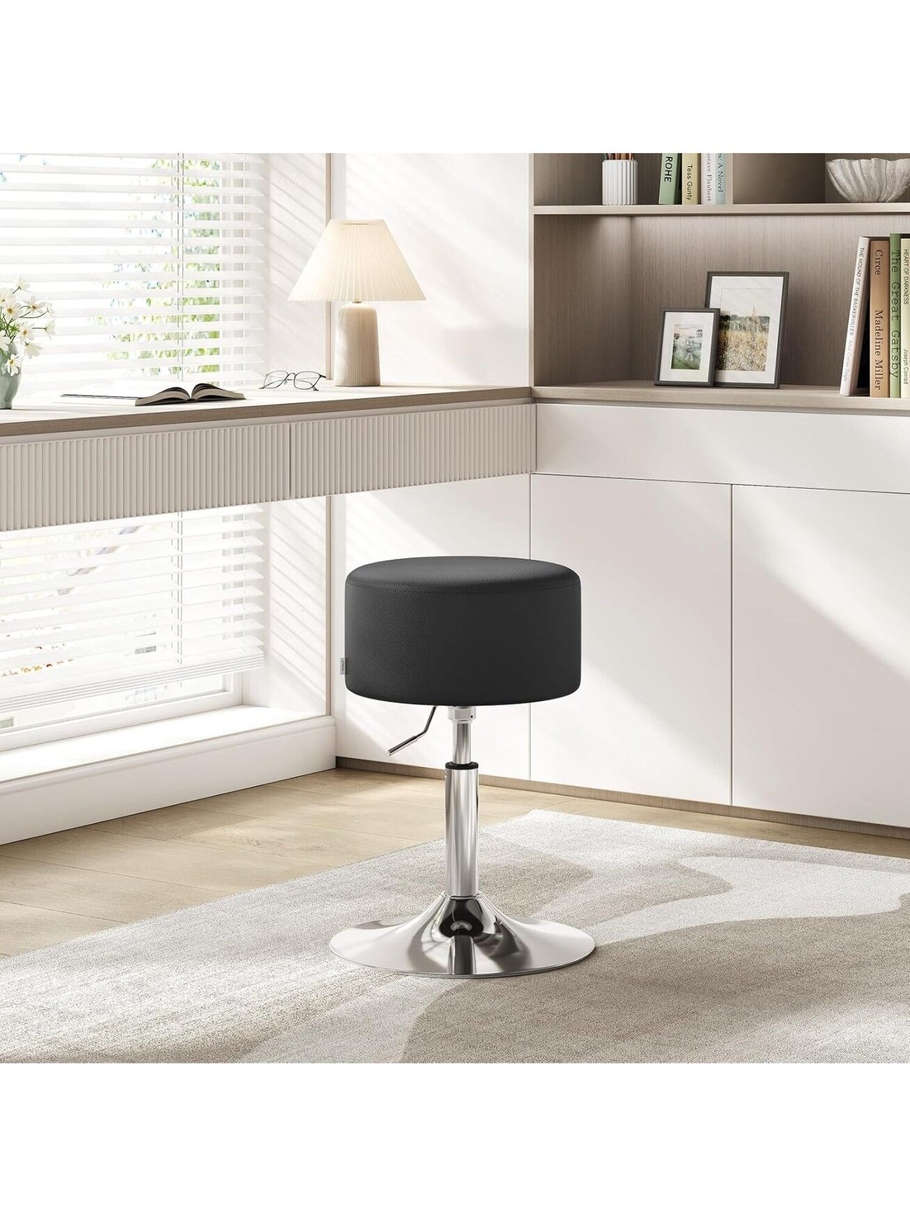 Adjustable Height Stool with Handle, Chrome Steel