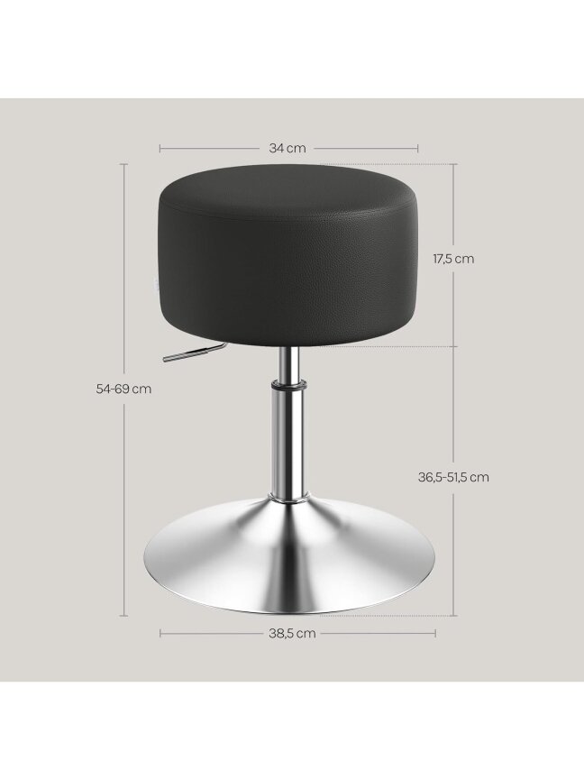 Adjustable Height Stool with Handle, Chrome Steel 2