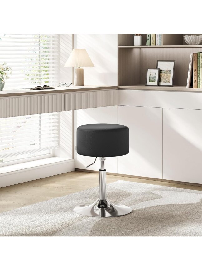 Adjustable Height Stool with Handle, Chrome Steel