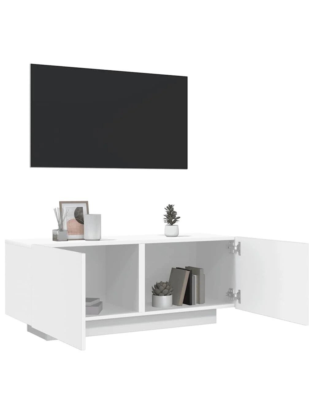 TV kapp, valge, 100x35x40 cm, puit 1