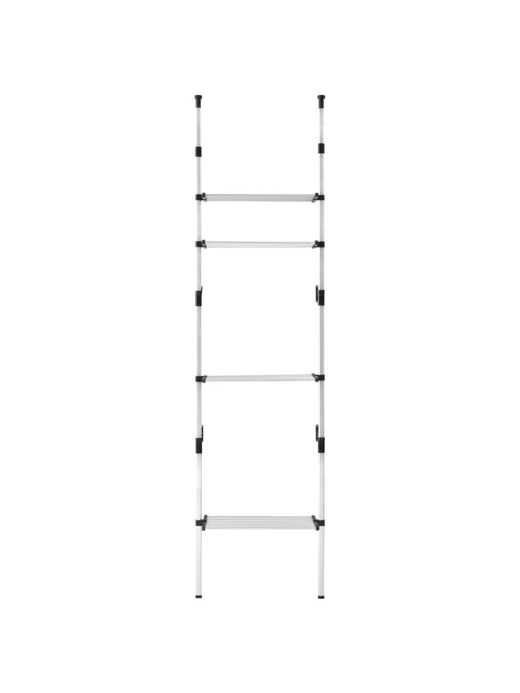 Telescopic wardrobe system with shelves, aluminum 4