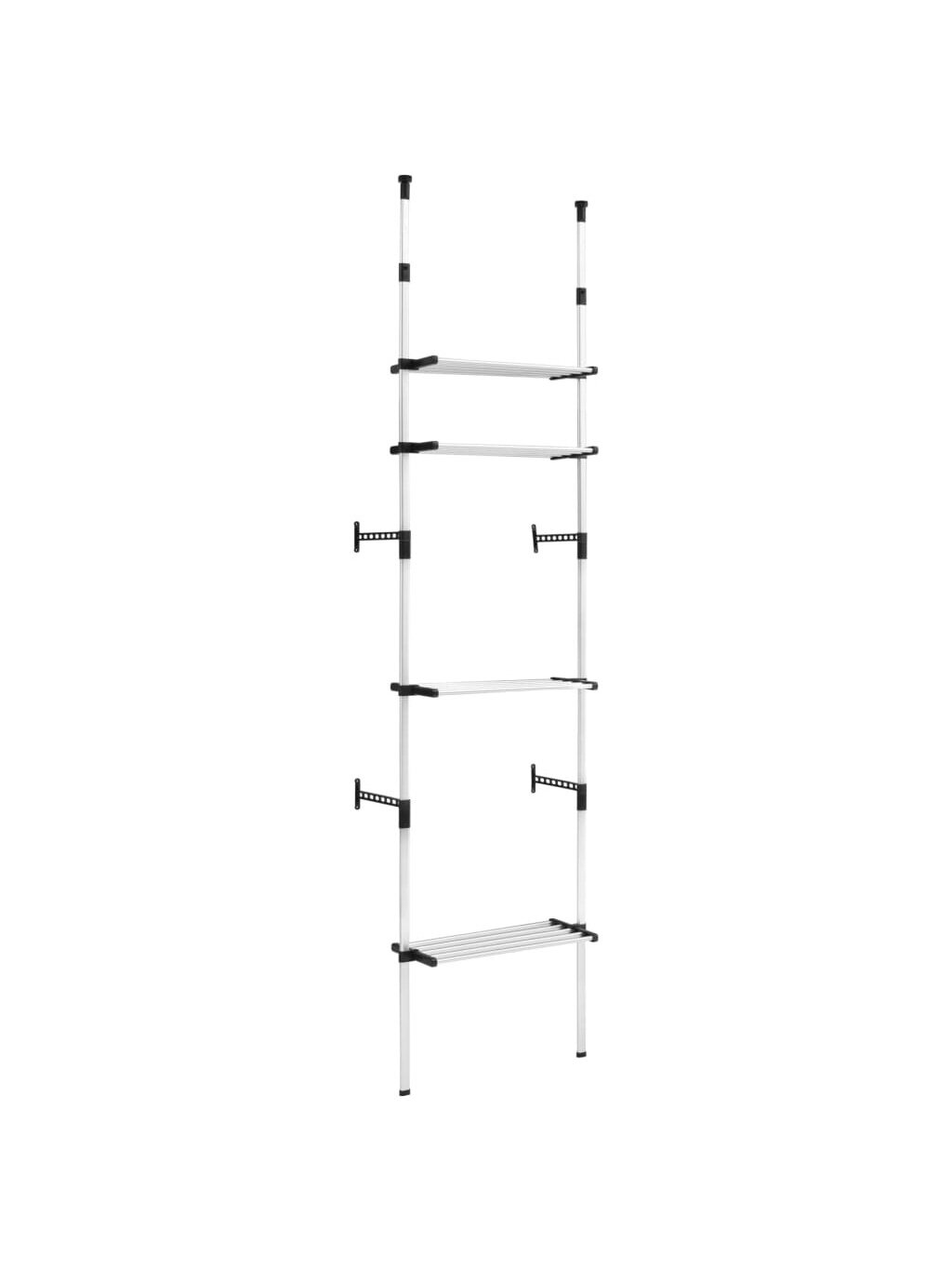 Telescopic wardrobe system with shelves, aluminum