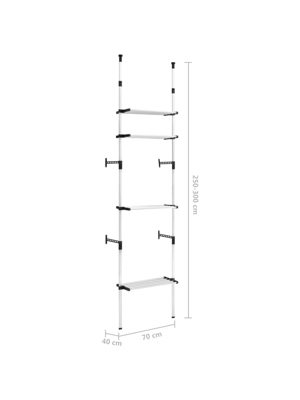 Telescopic wardrobe system with shelves, aluminum 7