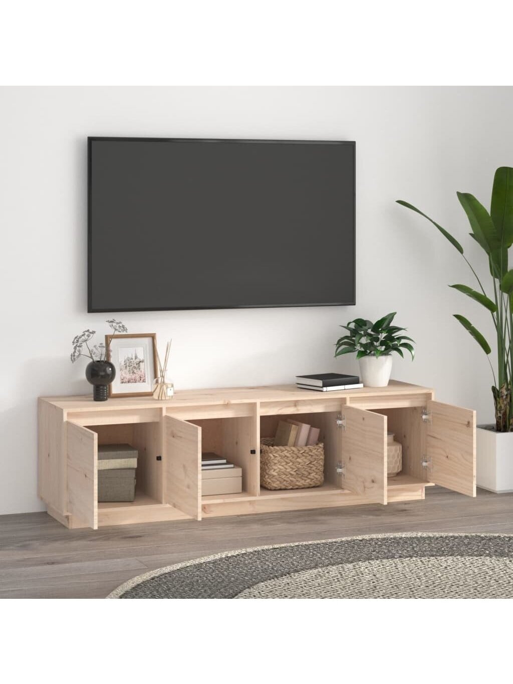Szafka RTV, 156x37x45 cm, lite drewno sosnowe