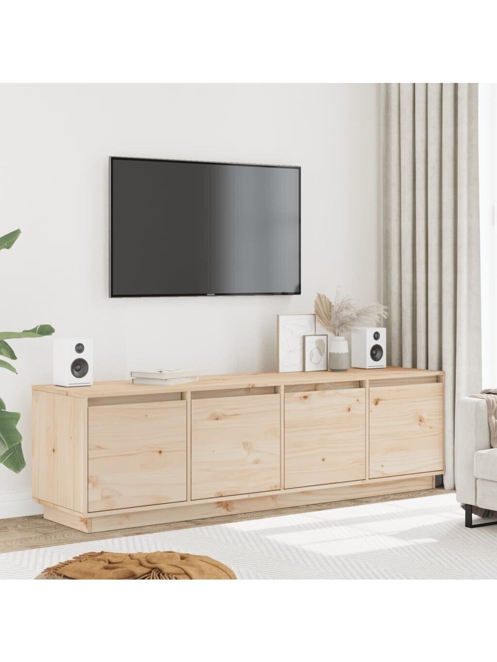 Szafka RTV, 156x37x45 cm, lite drewno sosnowe 1