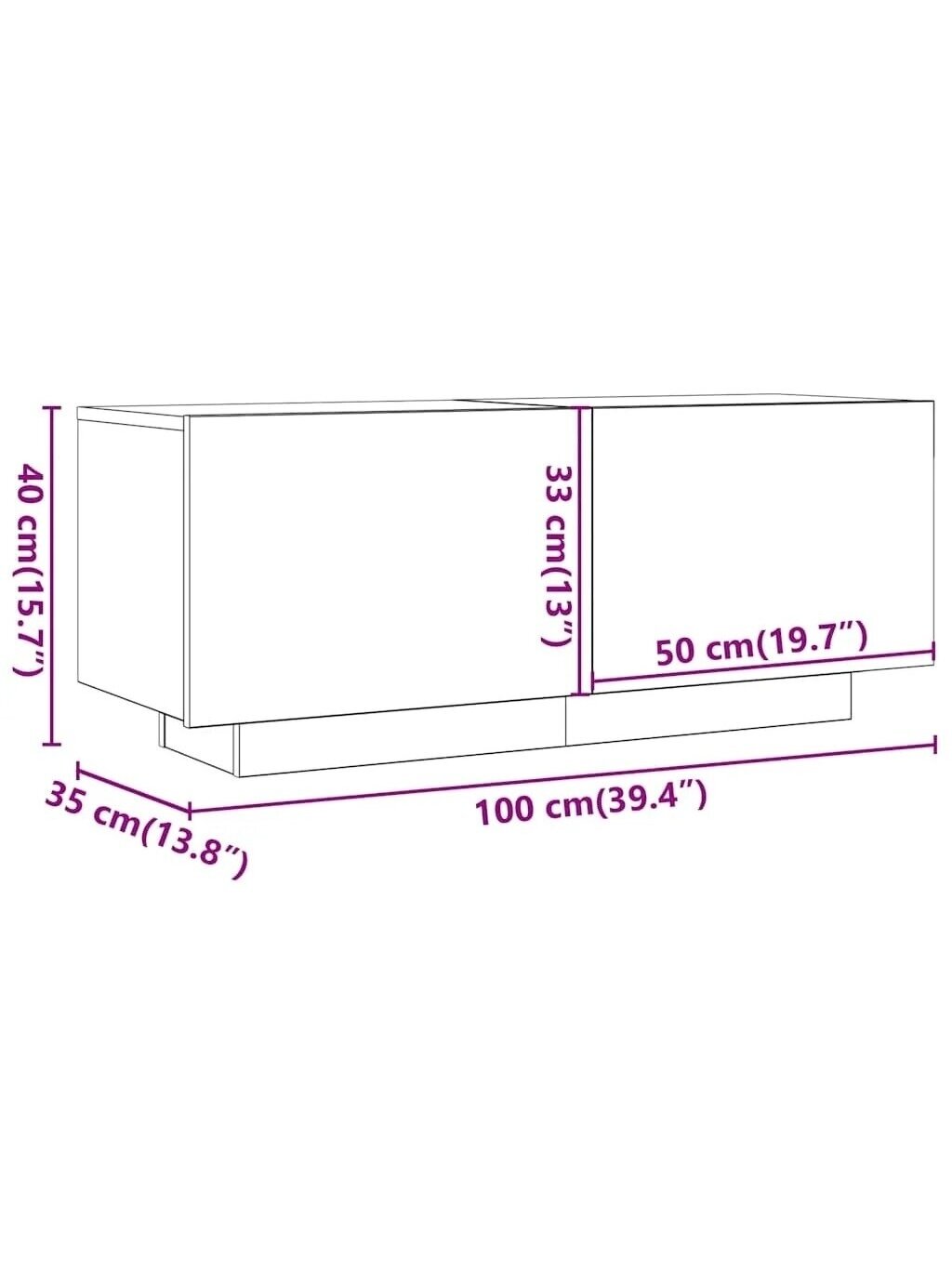 TV kapp, tamm, 100x35x40 cm, töödeldud puit 10
