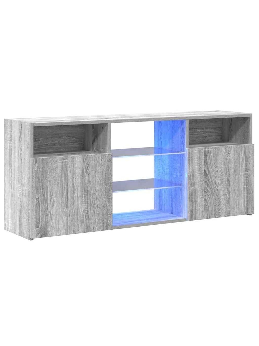 Televizoriaus spintelė su LED, pilka ąžuolo, 120x30x50cm 3