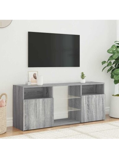 Szafka RTV z oświetleniem LED, szary dąb, 120×30×50 cm