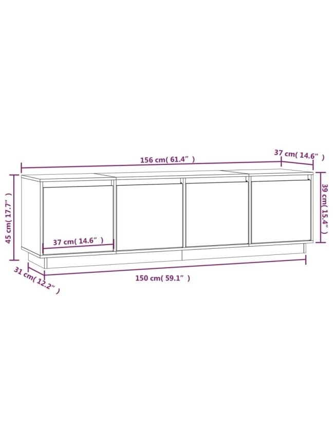 Szafka RTV, 156x37x45 cm, lite drewno sosnowe 9
