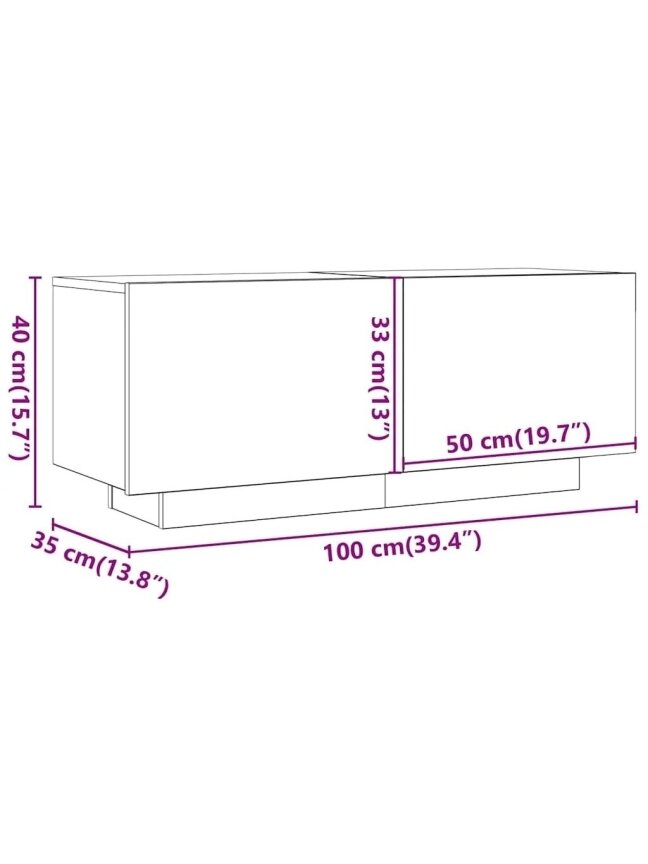 TV kapp, tamm, 100x35x40 cm, töödeldud puit 10