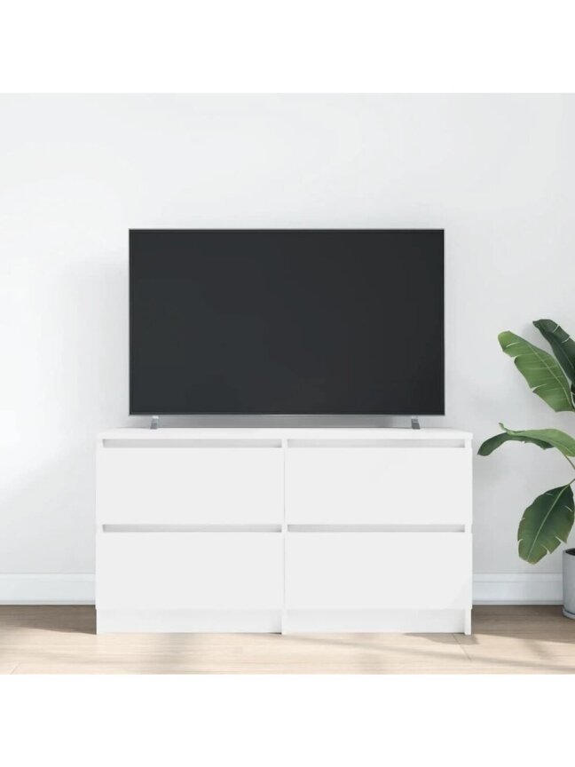 Televizoriaus spintelė, balta, 100x35x54 cm, apdirbta mediena 1