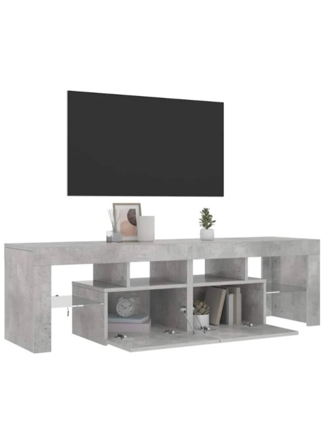Televizoriaus spintelė su LED, betono pilka, 140x36,5x40cm 1