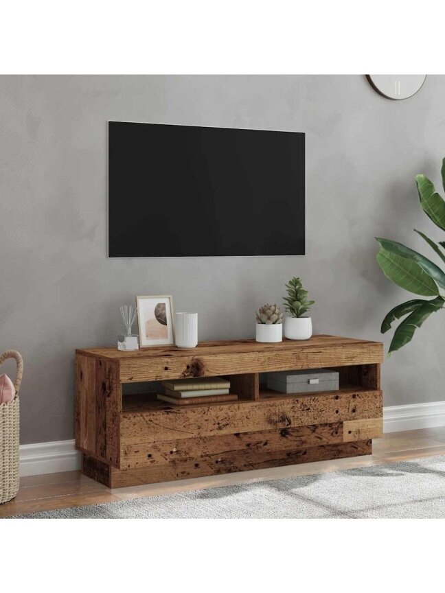 TV skapītis ar LED, koksne, 100x35x40 cm, koksne