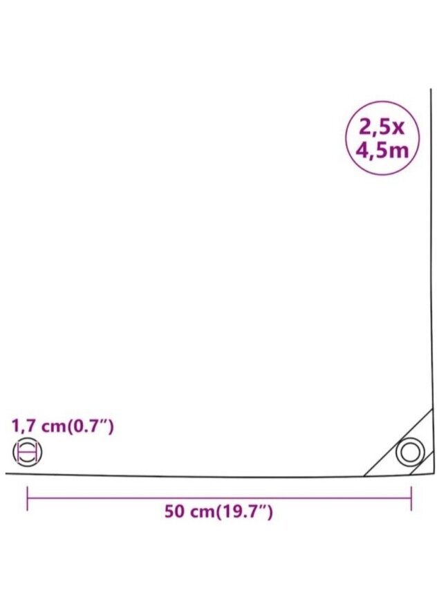 Tarpaulin, anthracite color, 2.5 × 4.5 m, 650 g/m² 7