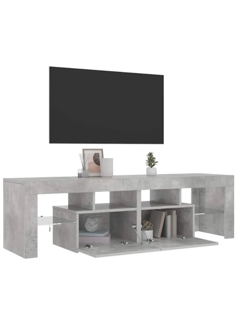 Televizoriaus spintelė su LED, betono pilka, 140x36,5x40cm 1