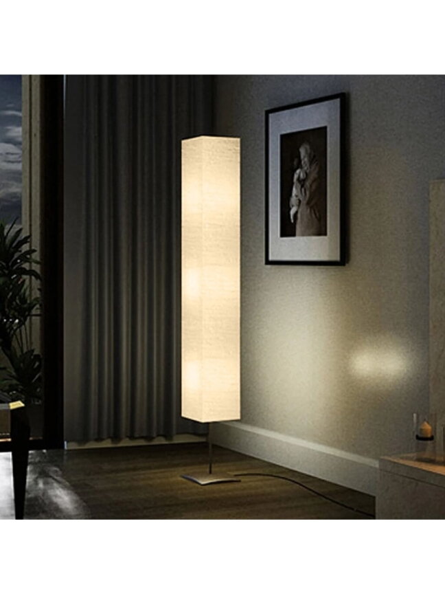 Floor lamp, Square-shaped shade, 3 bulbs, Cream color, 170 cm