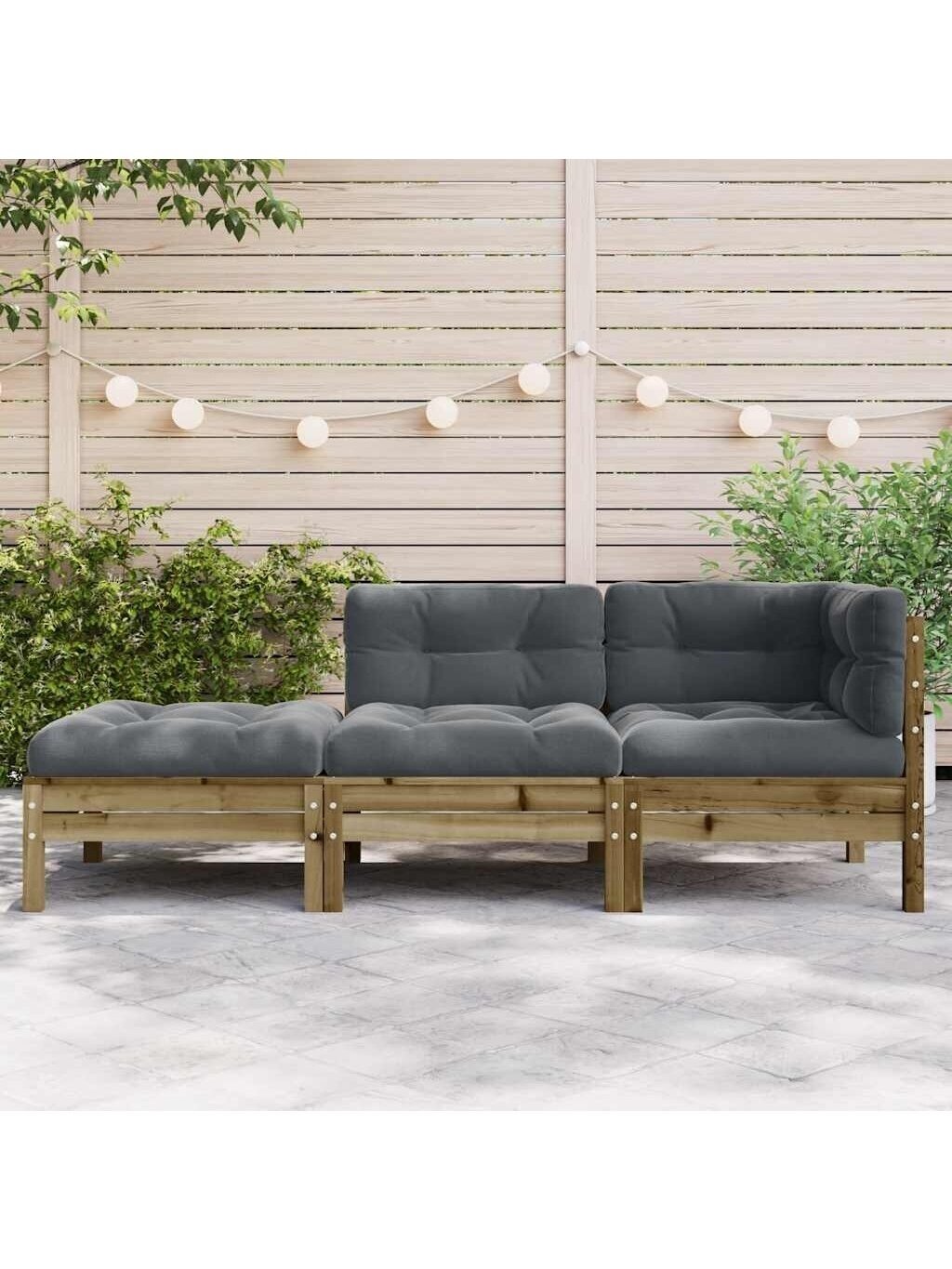 Three-seater garden sofa with cushions and footrest 1