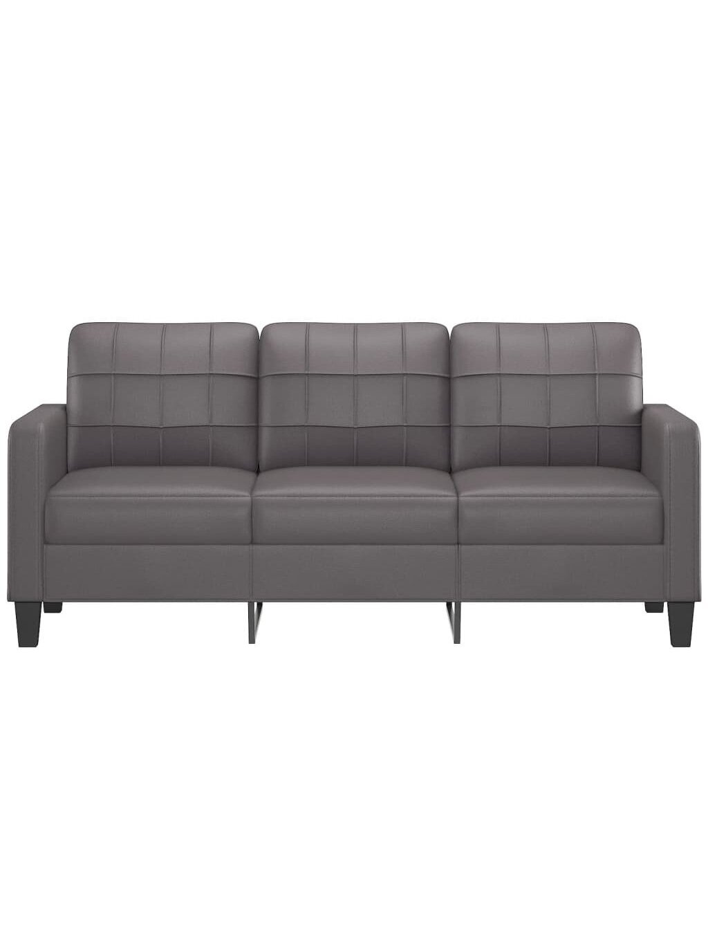 Trivietė sofa, pilkos spalvos, 180cm, dirbtinė oda 2