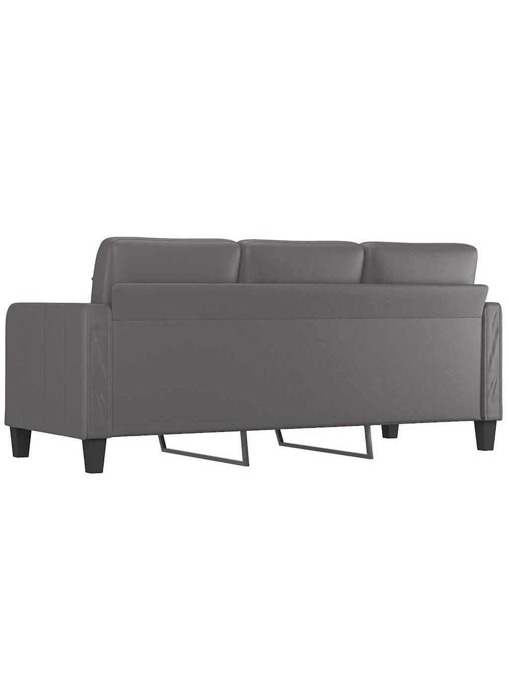 3-Seater Sofa, Grey, 180 cm, Faux Leather 4 3-Seater Sofa, Grey, 180 cm, Faux Leather 4