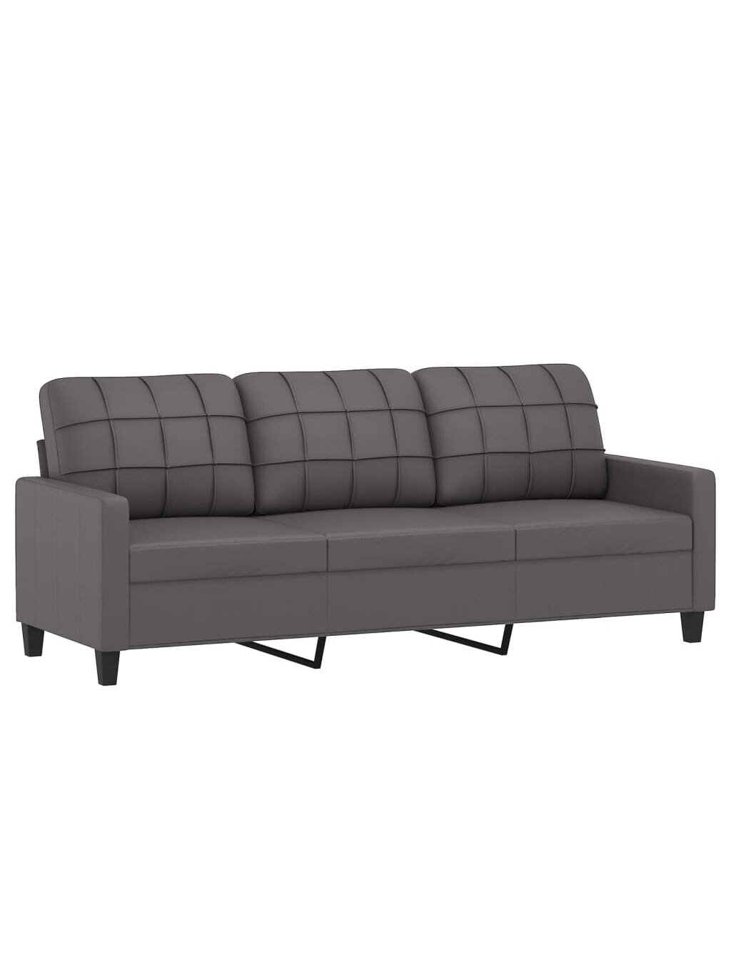 Trivietė sofa, pilkos spalvos, 180cm, dirbtinė oda 1