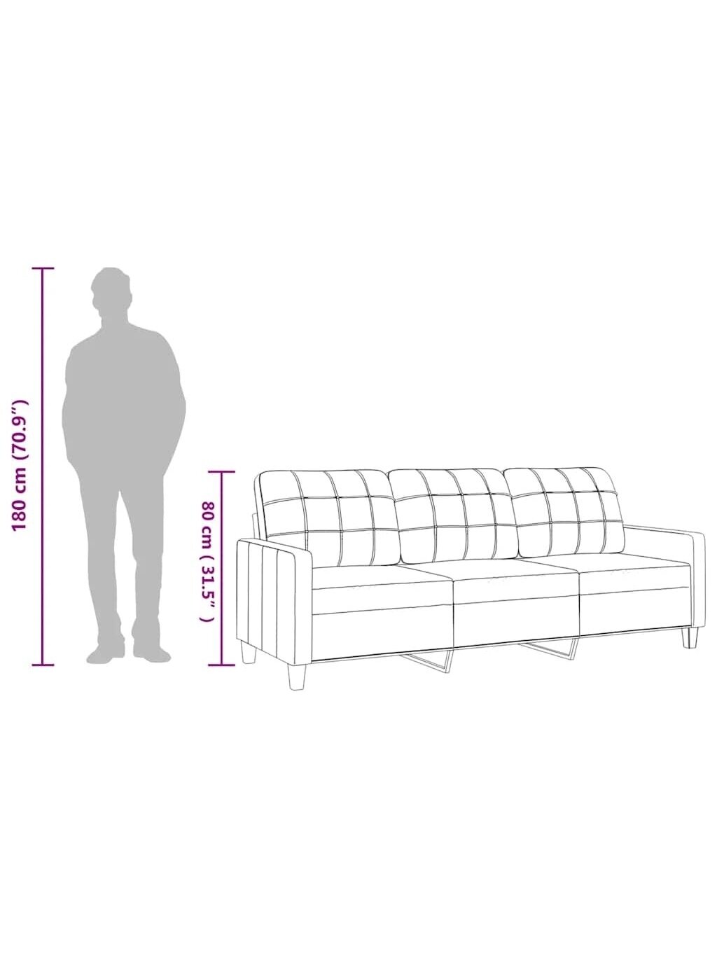 Trivietė sofa, pilkos spalvos, 180cm, dirbtinė oda 9