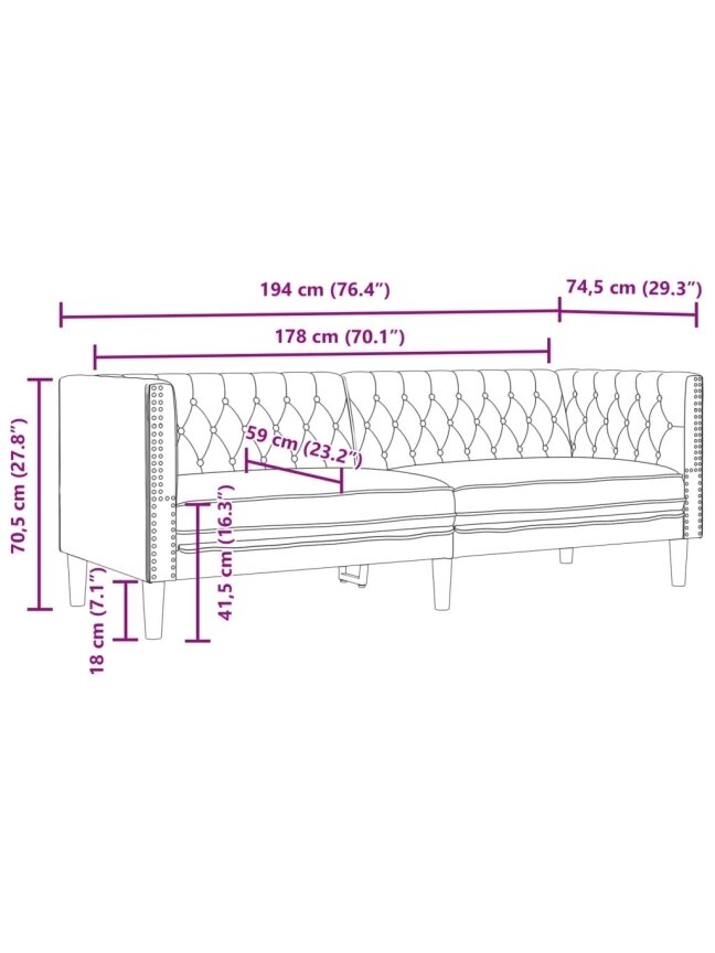 3-Seater Chesterfield Sofa 6