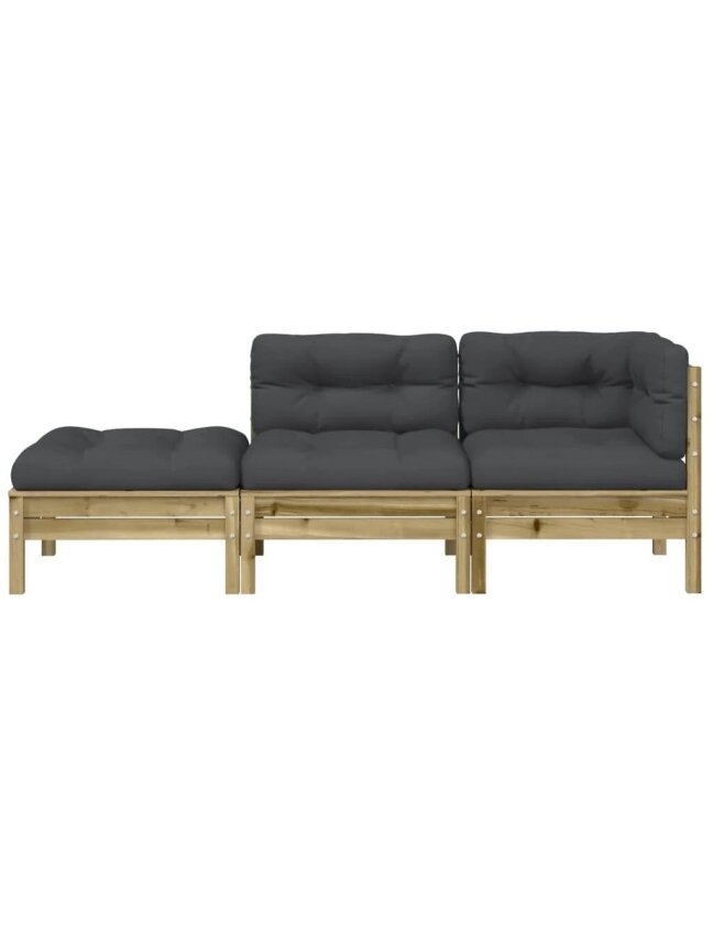 Three-seater garden sofa with cushions and footrest 4