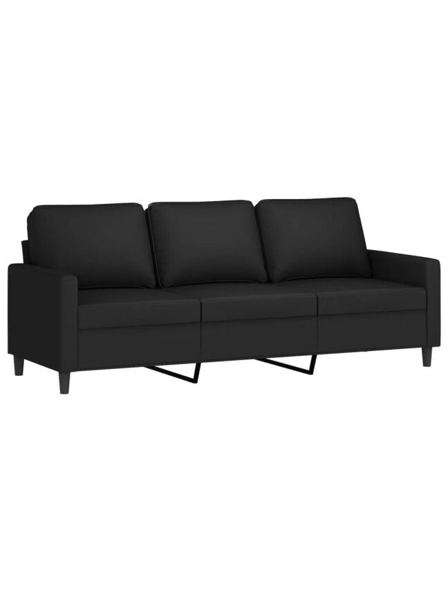 Three-seater sofa, black color, 180 cm, velvet 1