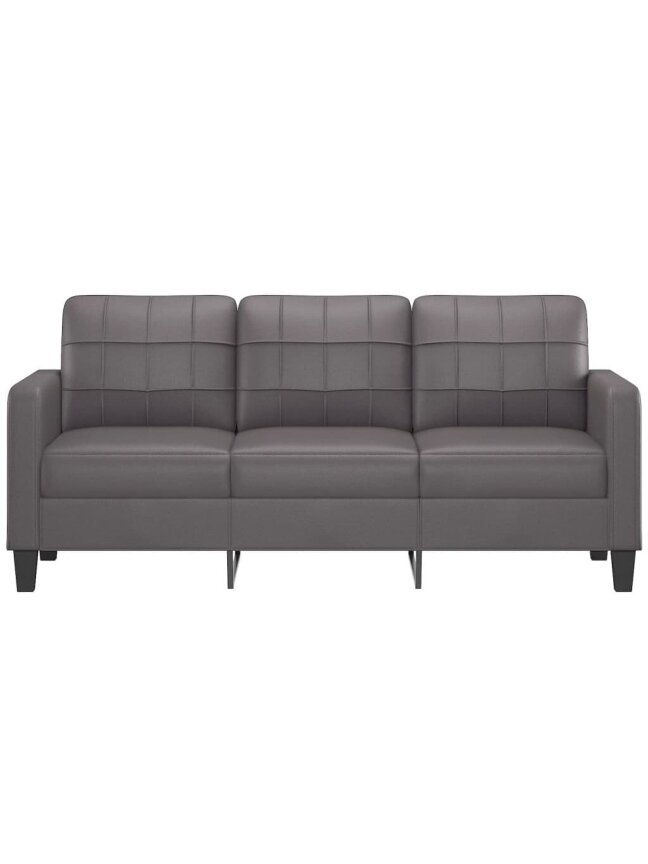 3-Seater Sofa, Grey, 180 cm, Faux Leather 2 3-Seater Sofa, Grey, 180 cm, Faux Leather 2