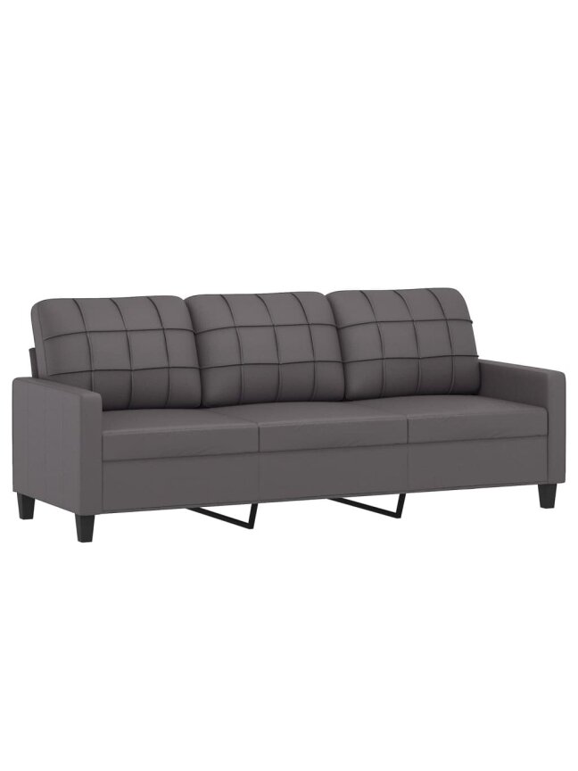 Trivietė sofa, pilkos spalvos, 180cm, dirbtinė oda 1