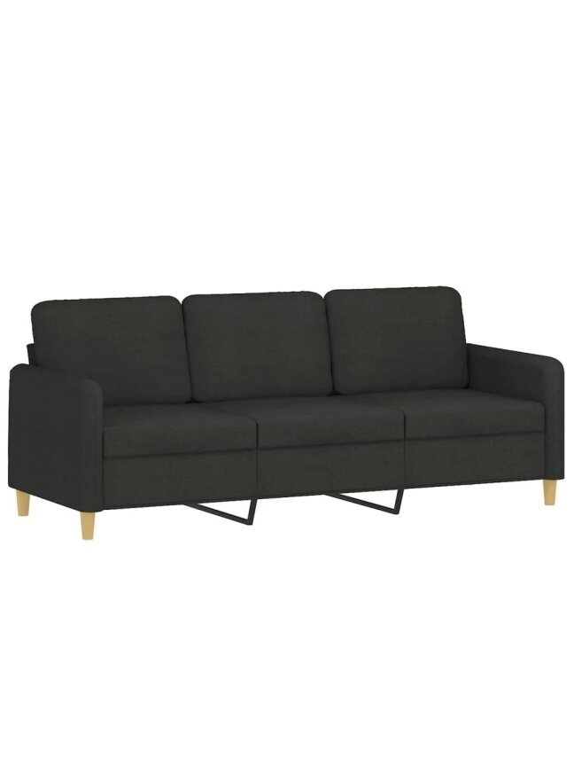 Three-seater sofa with cushions, black, 180 cm, fabric 3 Three-seater sofa with cushions, black, 180 cm, fabric 3