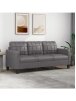 3-Seater Sofa, Grey, 180 cm, Faux Leather