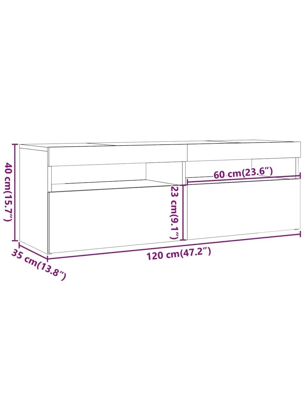 TV spintelė su LED apšvietimu, balta, 120x35x40cm, blizgi 13