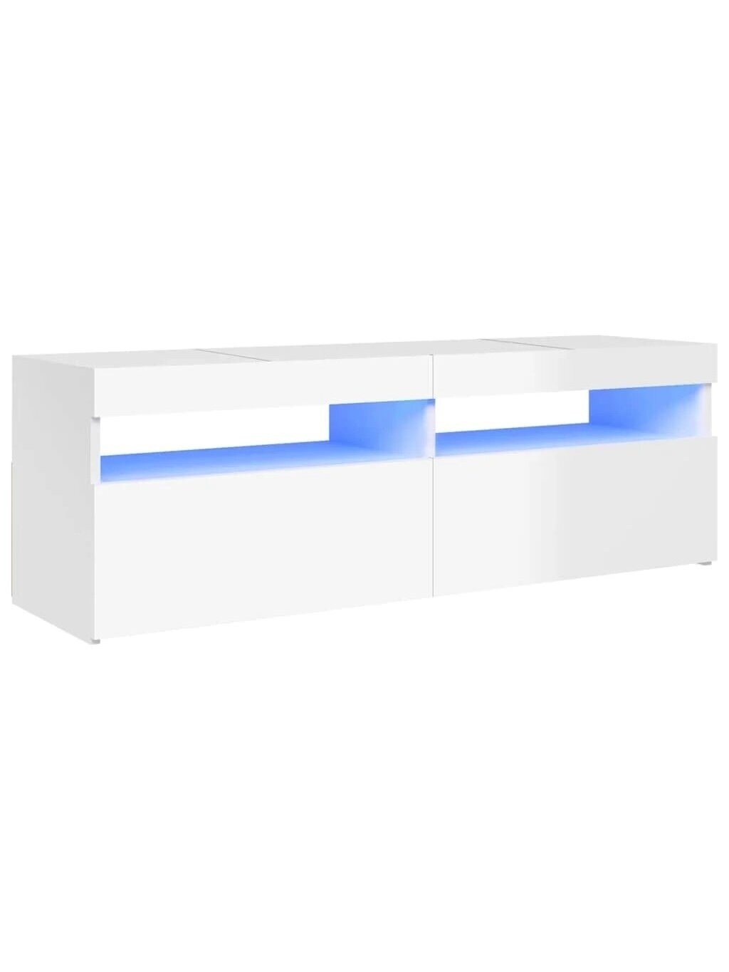 TV spintelė su LED apšvietimu, balta, 120x35x40cm, blizgi 1