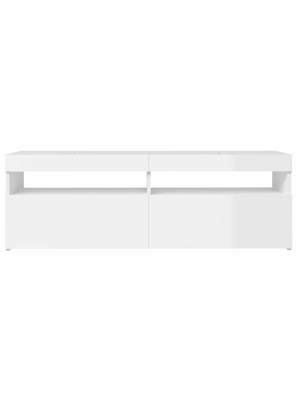 TV spintelė su LED apšvietimu, balta, 120x35x40cm, blizgi 6