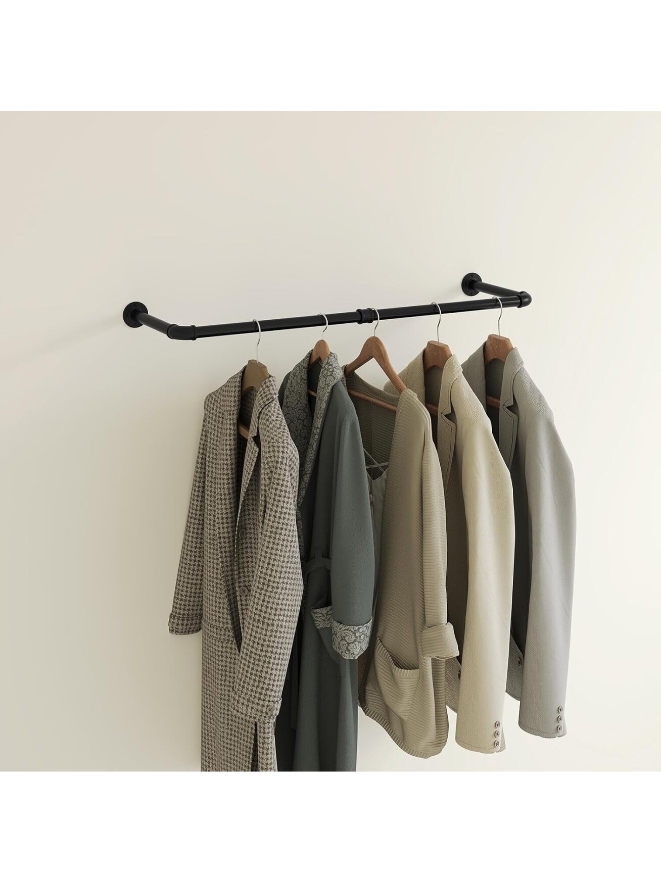 Strong industrial-style wall-mounted clothes rack, black, 100 cm. 5