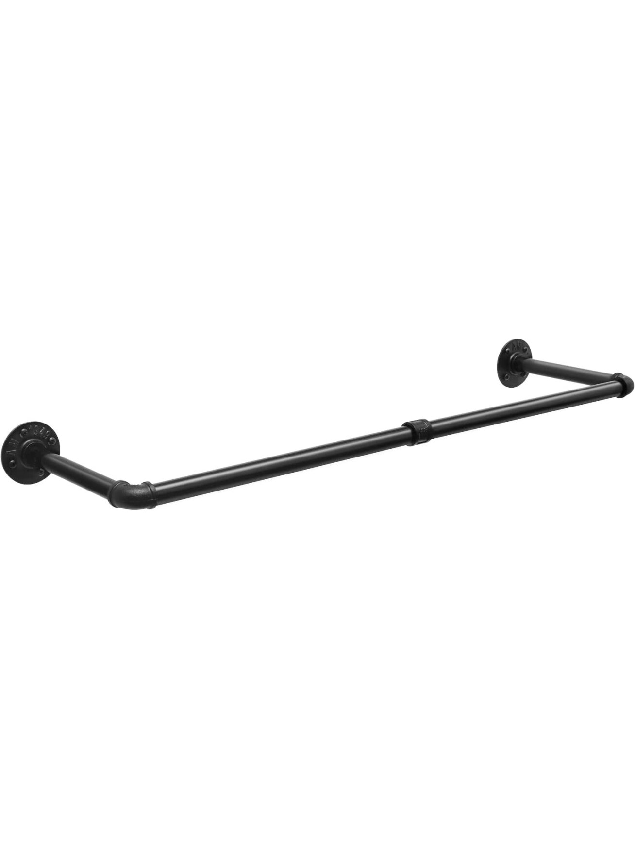 Strong industrial-style wall-mounted clothes rack, black, 100 cm.