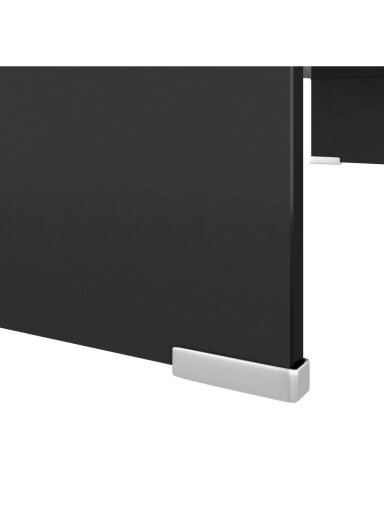 Stojak pod TV / podwyższenie pod monitor, czarne szkło, 80 x 30 x 13 cm
