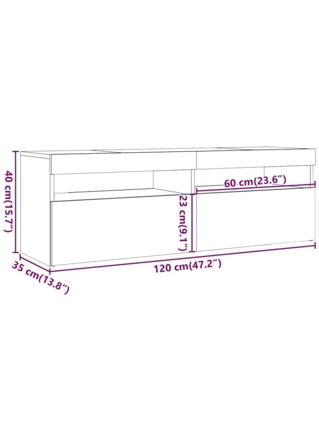TV spintelė su LED apšvietimu, balta, 120x35x40cm, blizgi 13
