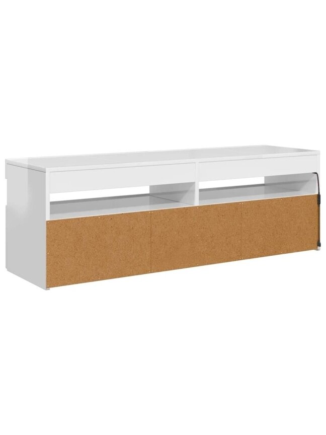 TV spintelė su LED apšvietimu, balta, 120x35x40cm, blizgi 9