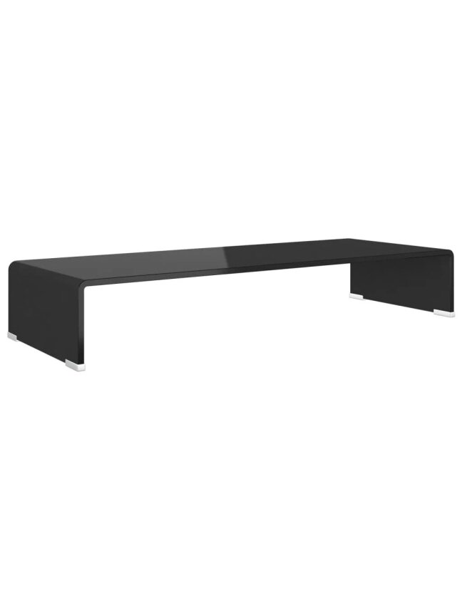 TV stovas/monitoriaus pakyla, juodas stiklas, 80x30x13 cm 3