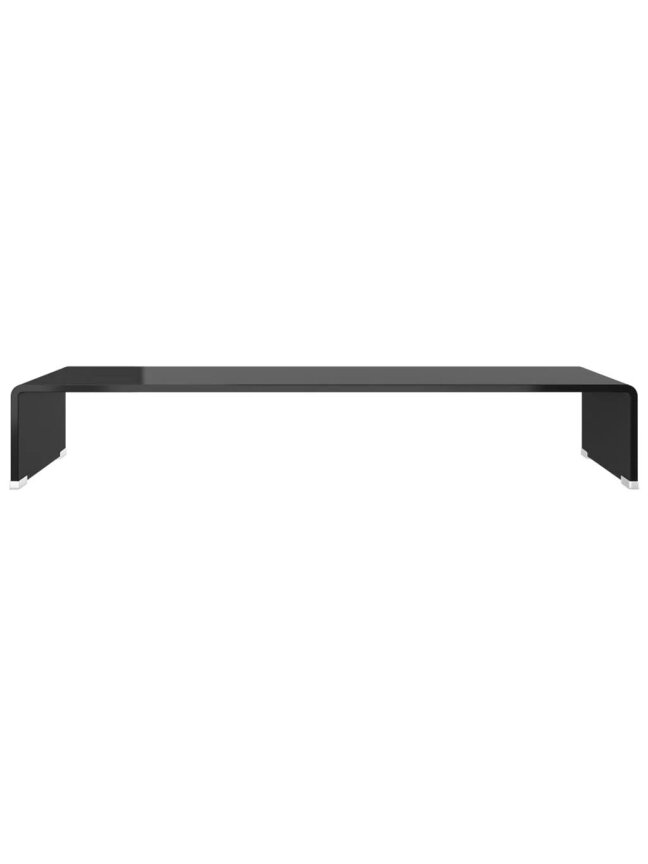 TV Stand / Monitor Riser, Black Glass, 80 x 30 x 13 cm 4 TV Stand / Monitor Riser, Black Glass, 80 x 30 x 13 cm 4