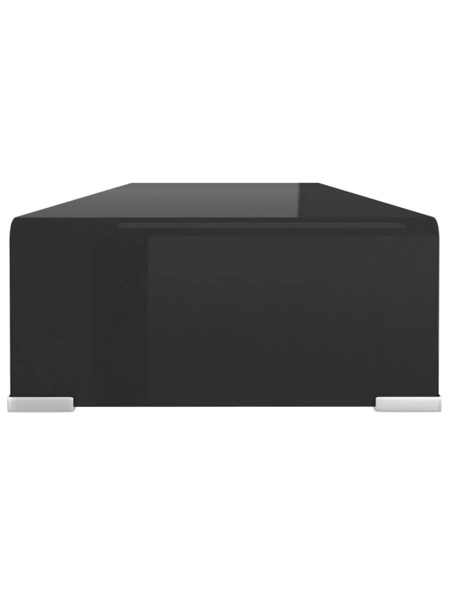 TV Stand / Monitor Riser, Black Glass, 80 x 30 x 13 cm 5 TV Stand / Monitor Riser, Black Glass, 80 x 30 x 13 cm 5
