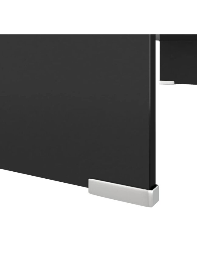 TV Stand / Monitor Riser, Black Glass, 80 x 30 x 13 cm 1 TV Stand / Monitor Riser, Black Glass, 80 x 30 x 13 cm 1