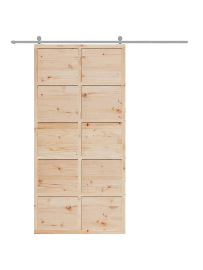 Barn-Style Door, 100x208 cm, Solid Pine Wood 2