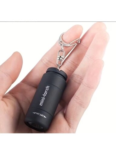 USB-laetav mini taskulamp võtmehoidjaga – eriti ere (kollane, roheline, must)