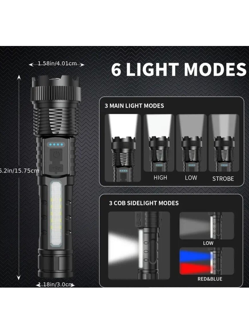 USB-C įkraunamas LED prožektorius / žibintuvėlis 2