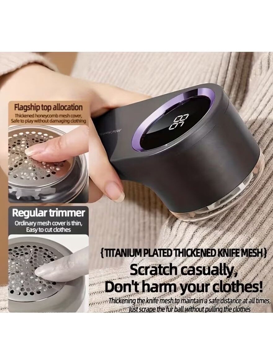 USB rechargeable fabric lint remover with digital display and long-lasting battery 1