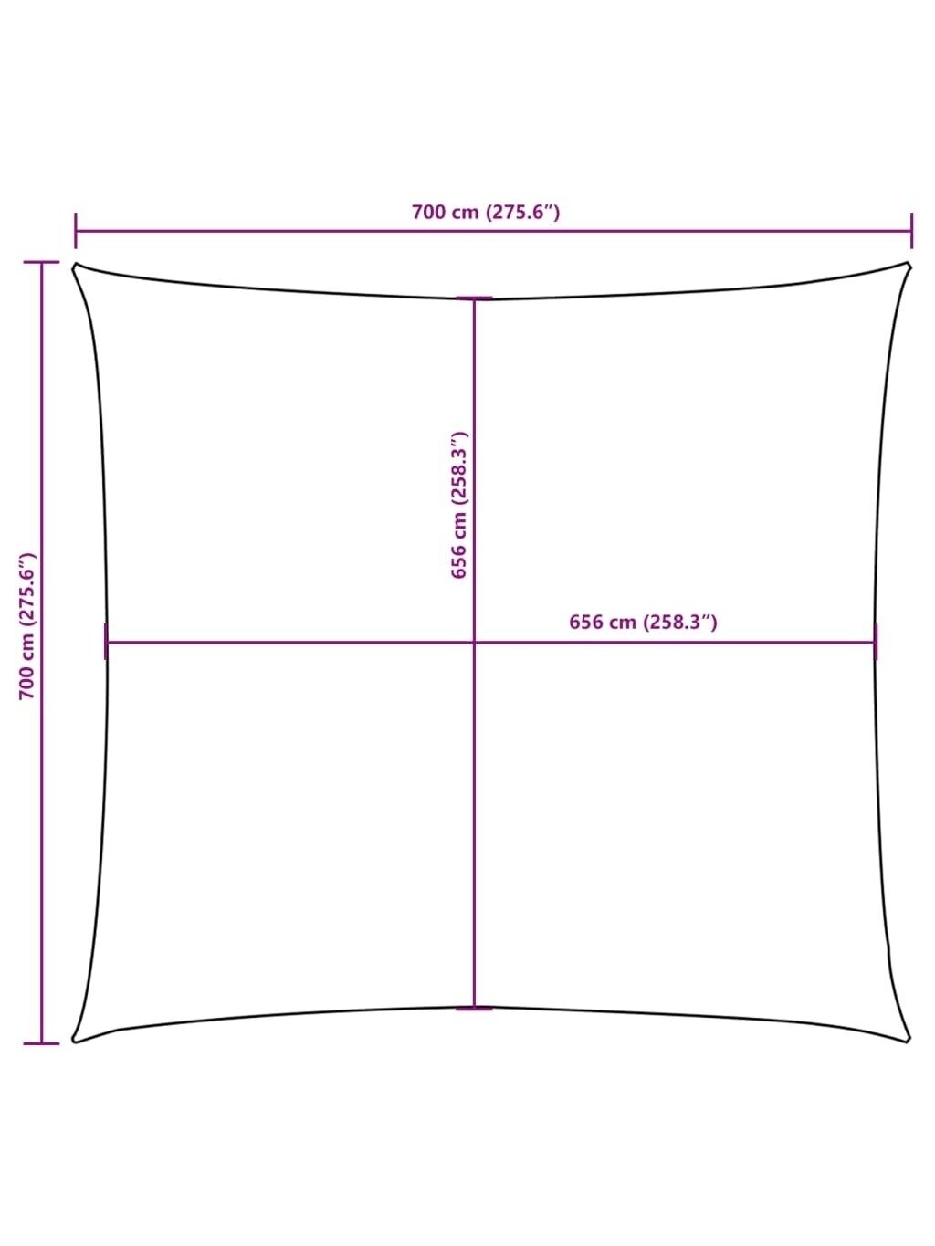 Sun Shade Sail, Cream, 7 × 7 m, Oxford Fabric, Square 9